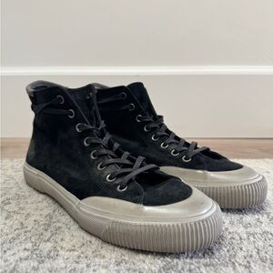 Men’s All Saints Dumont Black Suede High-Top Sneakers size 10